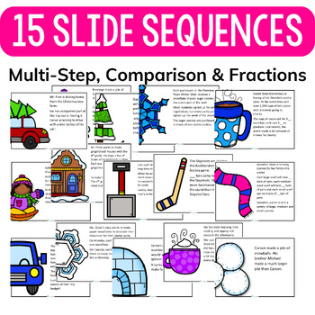 4th Grade Winter Numberless Word Problems | Multistep & Fractions - Image 4