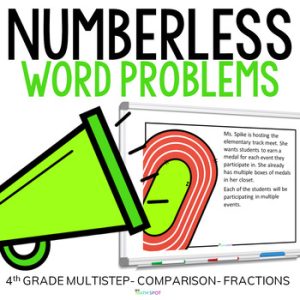 4th Grade Sports Numberless Word Problems | Multistep, Fractions, Comparison