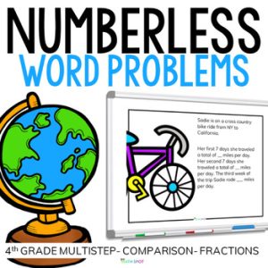 4th Grade Around The World Numberless Word Problems Multistep, Fractions