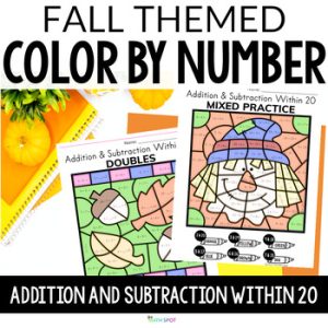 Fall Color By Number Worksheets | Addition and Subtraction within 20