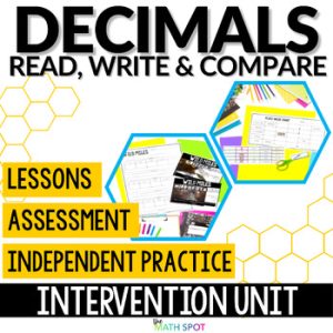Decimal Place Value Reading Writing and Comparing Decimals RtI Intervention Unit