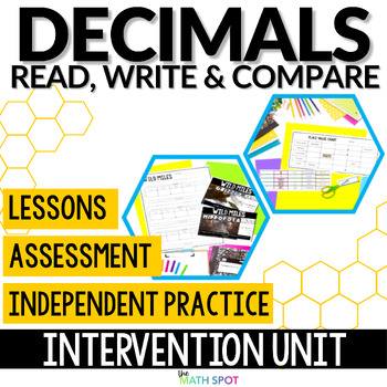 Decimal Place Value Reading Writing and Comparing Decimals RtI Intervention Unit