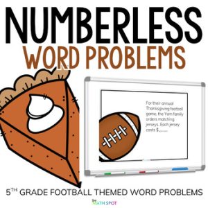 5th Grade Thanksgiving Numberless Word Problems | Fractions, Decimals Multi Step