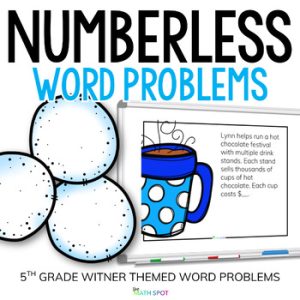 5th Grade Winter Numberless Word Problems | Fractions, Decimals Multi Step