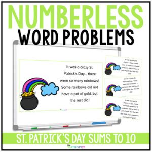 St. Patrick's Day Numberless Word Problems Addition and Subtraction to 10