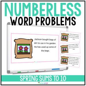 Spring Numberless Word Problems Addition and Subtraction to 10