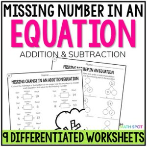 Missing Number in an Equation Worksheets | 1.OA.8